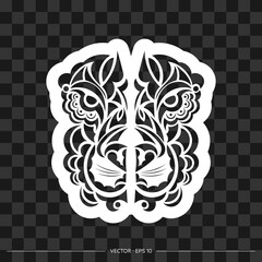 Lion print. Lion face in Maori style. Good for textiles and prints. Vector