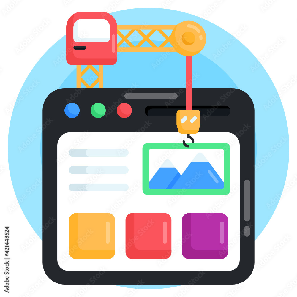Wall mural web development in flat icon, editable vector design
