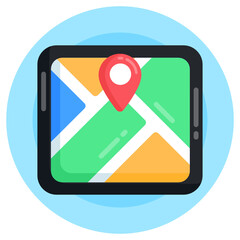 
Pin over a globe, geolocation flat icon

