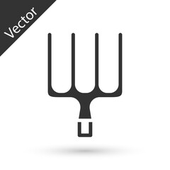 Grey Garden pitchfork icon isolated on white background. Garden fork sign. Tool for horticulture, agriculture, farming. Vector