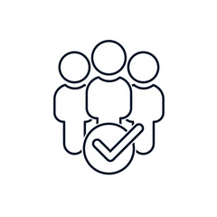 Group of people, sign of agreement, completion. The concept of joining the community, allies. Vector icon isolated on white background. 