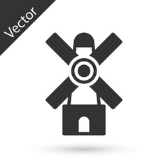 Grey Windmill icon isolated on white background. Vector