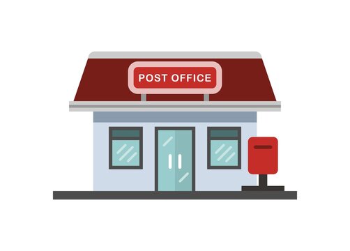 Post office building. Simple flat illustration.