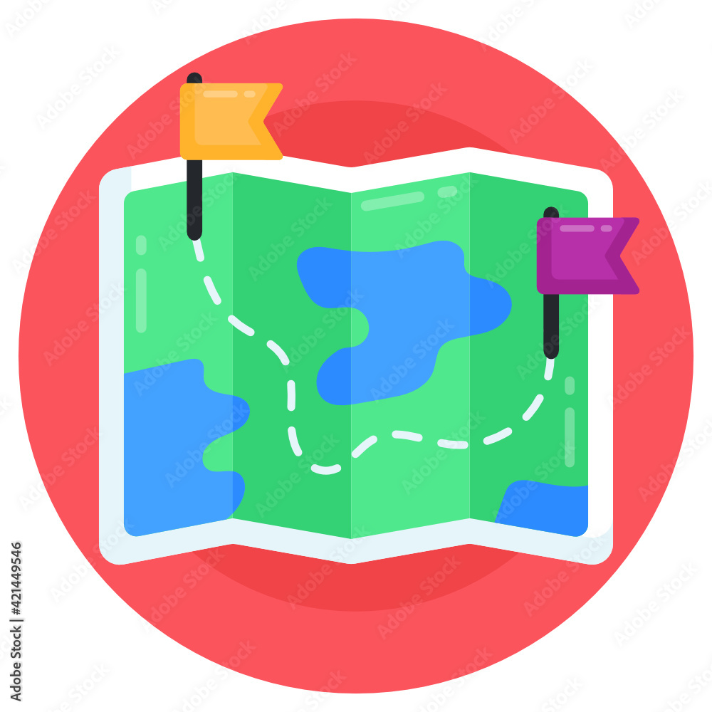 Poster an icon of destinations map in flat design