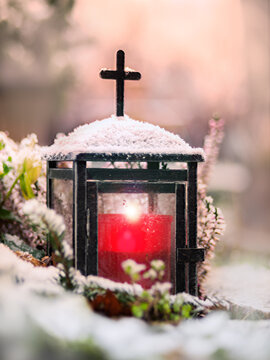 Close-up Of Cross In Snow