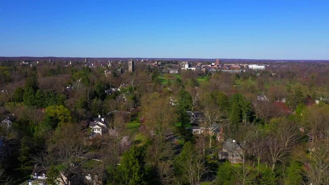 Aerial View of Residential Neighborhoods Near Princeton University Campus