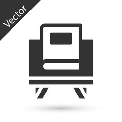 Grey Holy book of Koran icon isolated on white background. Muslim holiday, Eid Mubarak, Eid al-fitr, Ramadan Kareem. Vector