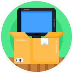 
Hand with box denoting flat icon of parcel care 

