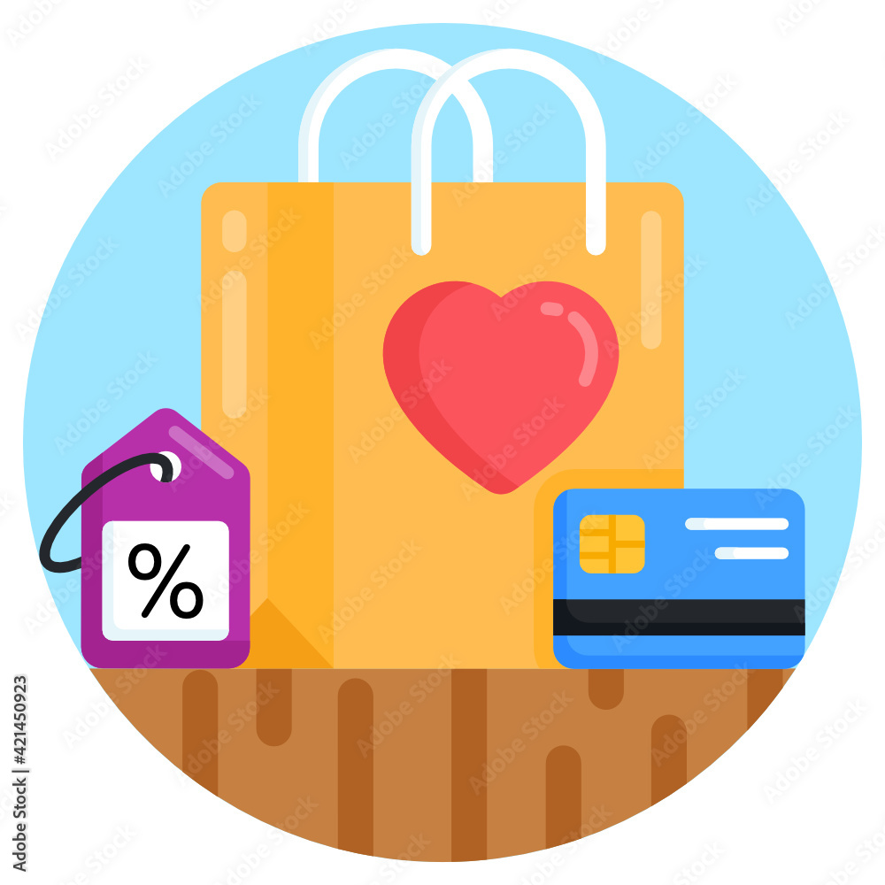 Poster a shopping time icon in flat design