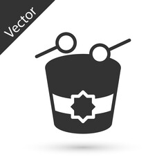 Grey Ramadan drum icon isolated on white background. Vector