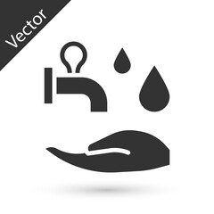 Grey Wudhu icon isolated on white background. Muslim man doing ablution. Vector