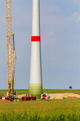 Baustelle Aufbau einer Windkraftanlage Windrad