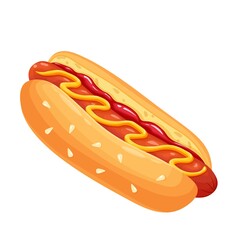 Hot dog vector icon. Fast food takeaway meal with sausage for menu cafe design.