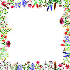 Wild flower frame decorations of spring season for decorations template