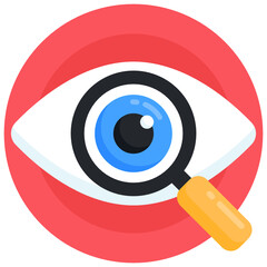 
Eye inside magnifier, cyber monitoring flat rounded icon 

