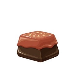 Chocolate candy with caramel cartoon vector icon. Chocolate sweets illustration for ad design confectionery shop