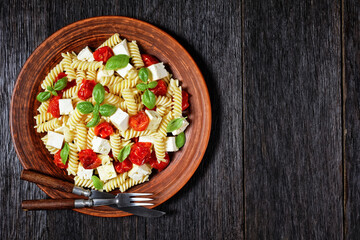 baked feta cheese pasta on a plate