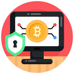 
Trendy flat round icon of cryptocurrency security 


