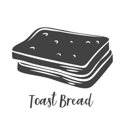 Toast bread slices glyph vector, cut monochrome badge, icon for bakery shop or food design.
