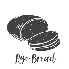 Rye bread glyph icon for bakery shop or food design, cut monochrome badge. Vector illustration.
