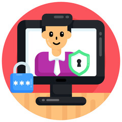 
Trendy flat round icon of cryptocurrency security 

