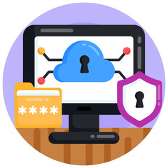 
Trendy flat round icon of cryptocurrency security 

