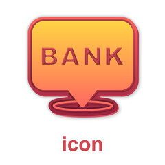 Gold Bank building icon isolated on white background. Vector