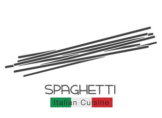 Spaghetti pasta glyph icon. Italian cuisine cut monochrome badge.. Retro style vector illustration.