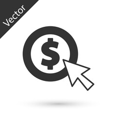 Grey Coin money with dollar symbol icon isolated on white background. Banking currency sign. Cash symbol. Vector