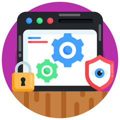 
Trendy flat round icon of cryptocurrency security 

