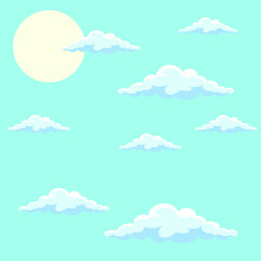 Sky background. Clouds in the sky. Sun against the sky.