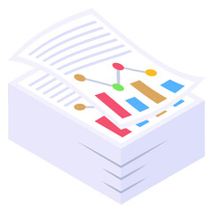
Chart on papers denoting isometric icon of statistical analysis 

