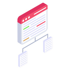 
Website with cogwheel symbolizing isometric icon of code development 

