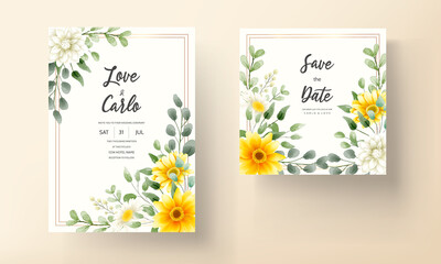 Hand Drawing Beautiful Floral Wedding Card Design