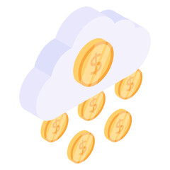 
Cloud earnings in isometric editable vector design 

