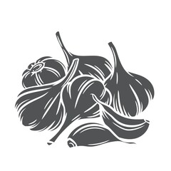 Fototapeta premium Garlic glyph cut vector illustration. Farm market product, isolated vegetable, monochrome bunch of garlic