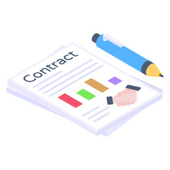 
Document with money denoting isometric icon of sales report 

