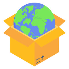
Global package icon in modern isometric design.

