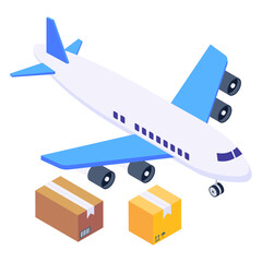 
Air freight icon in isometric rounded design, editable vector 

