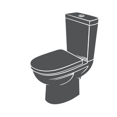 Badge toilet glyph icon, vector cut monochrome badge for house plumbing promotion design