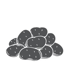 Bunch of potatoes. Raw potato whole root crops glyph icon, vector cut monochrome badge.