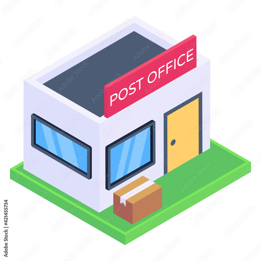 Poster architecture inside mobile denoting isometric icon of online warehouse services