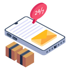 
Online cargo bill isometric trendy icon 

