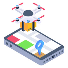 
Trendy isometric design icon of drone fast delivery

