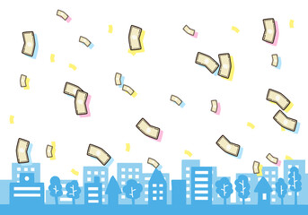 お金が降る街並み