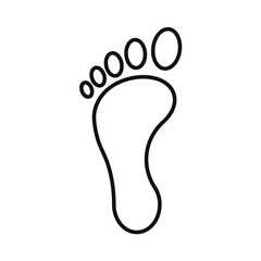 Footprint vector icon. Bare human foot print symbol. Pace imprint sign. Barefoot step mark logo silhouette.
