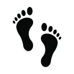 Footprint vector icon. Bare human foot print symbol. Pace imprint sign. Barefoot step mark logo silhouette.
