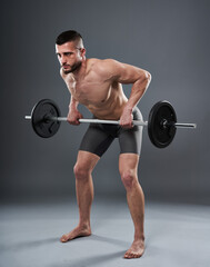 Man training with barbell