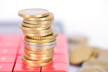 Euro coins on calculator buttons