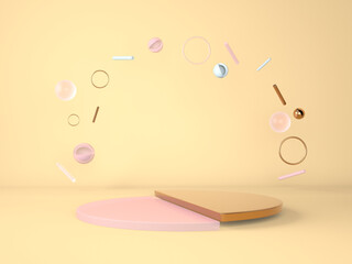 Product podium on pastel background 3d. Abstract minimal geometry concept. Studio stand platform theme. Exhibition and business marketing presentation stage.